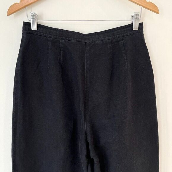 VTG 90s Talbots Irish Linen Blend High Waist Tapered Pants Black Womens 10 - Picture 6 of 11